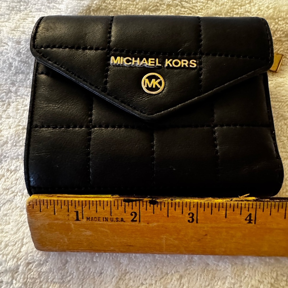 Michael Kors Black Quilted Wallet with Gold Accents